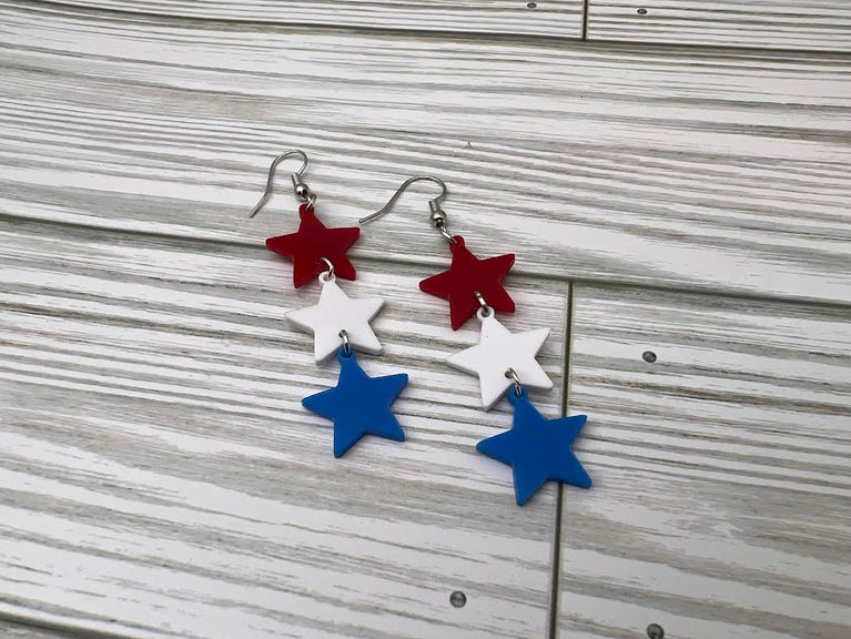 Red White & Blue Star Dangles