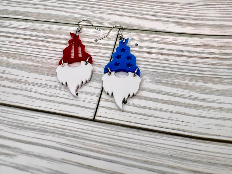 Red and Blue gnome Dangles