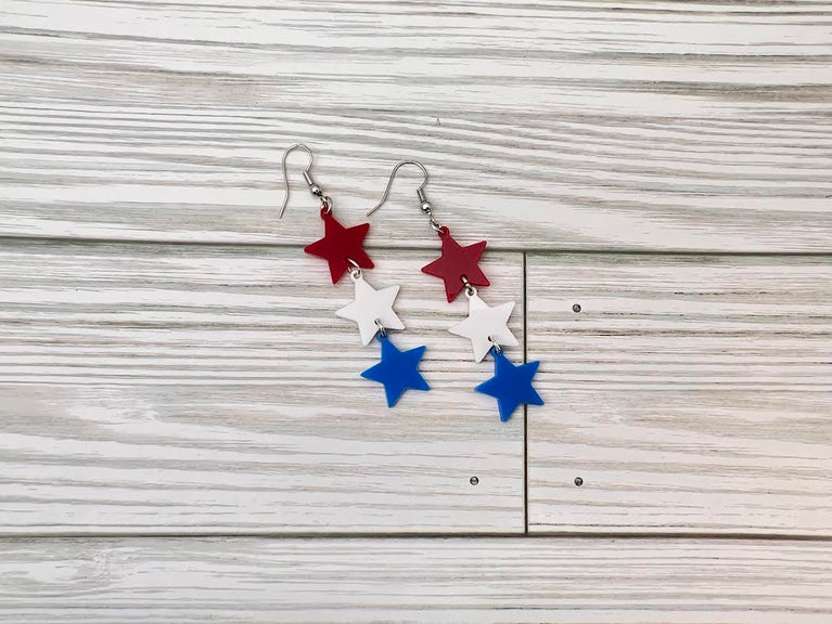 Red White & Blue Star Dangles