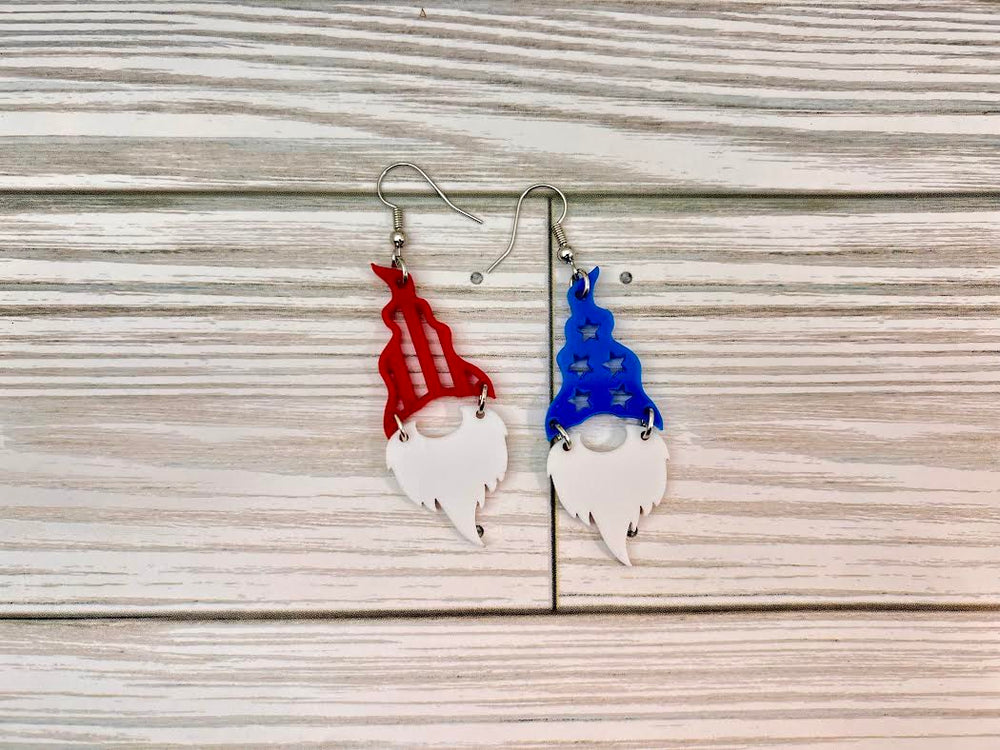 Red and Blue gnome Dangles