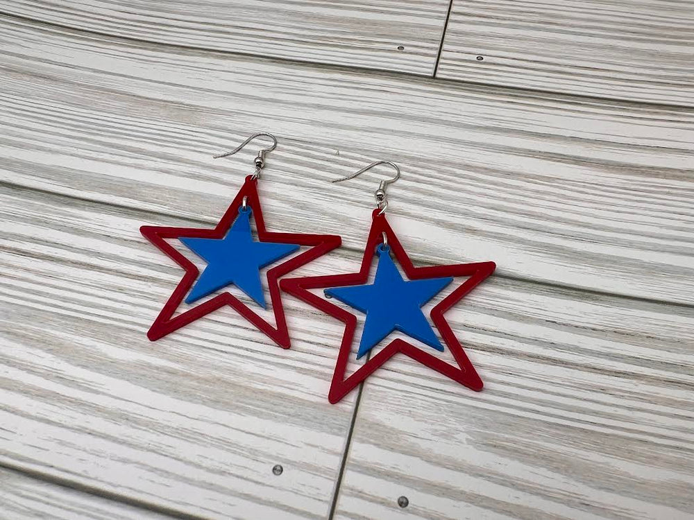 Red and Blue Star Dangles