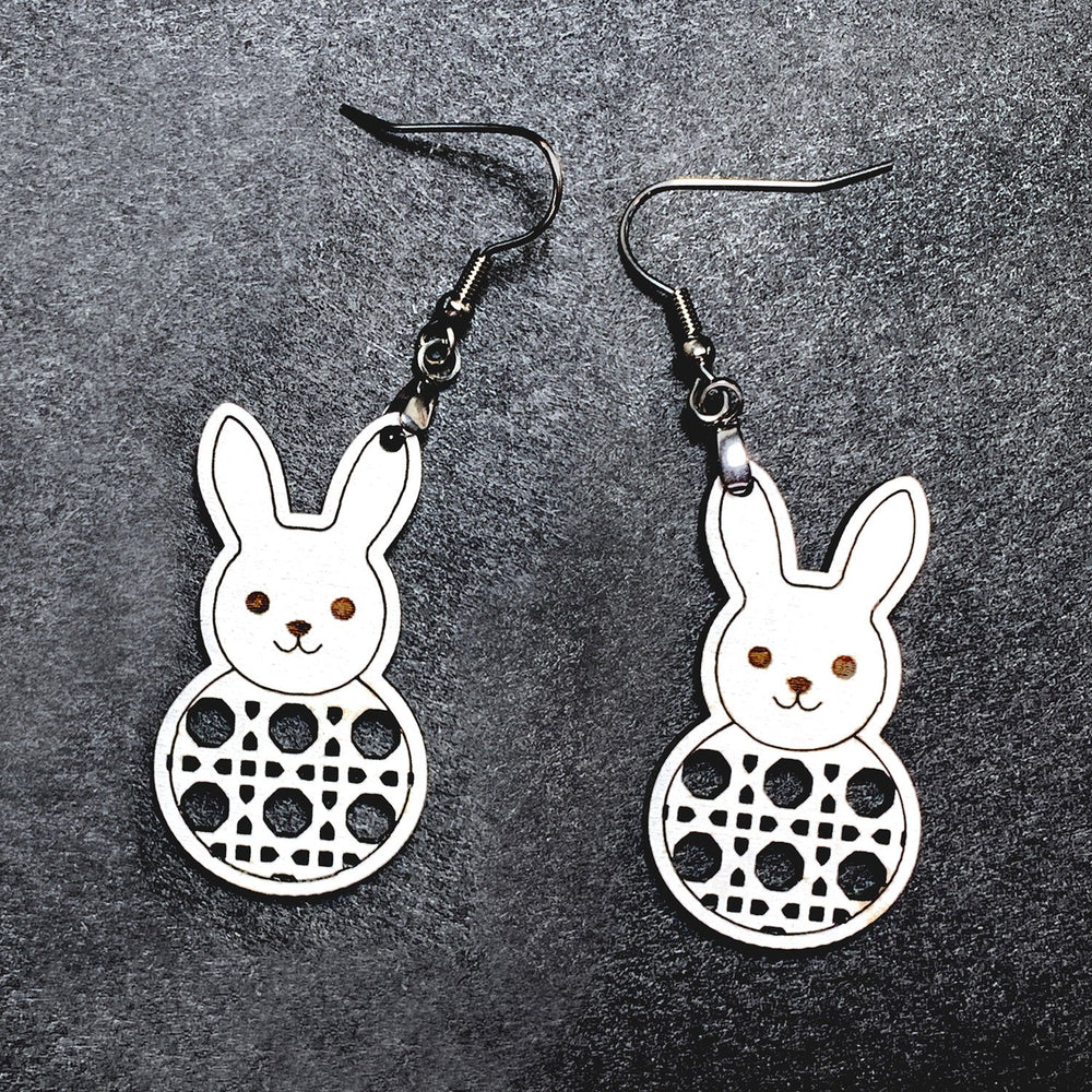 Easter Bunny Rattan Earrings