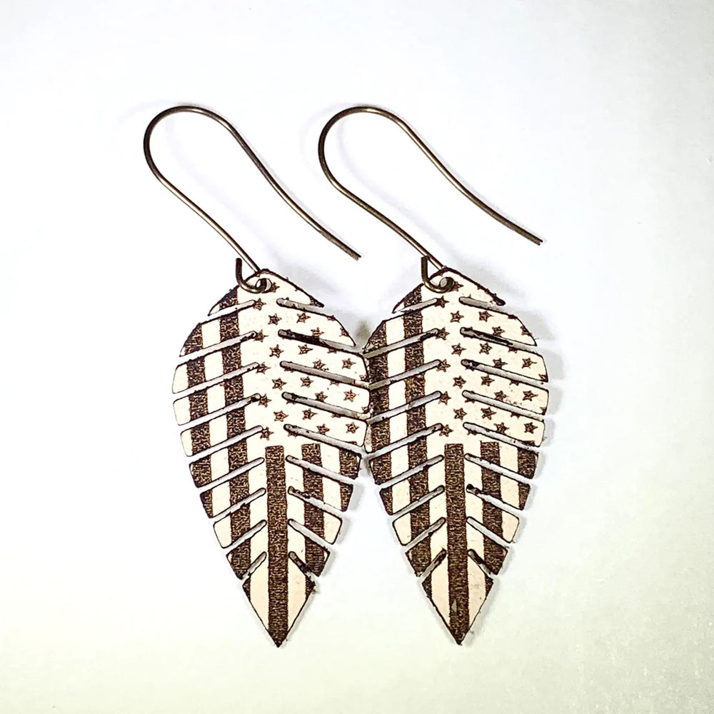 Flag Feathers - Patriotic Dangle Earrings