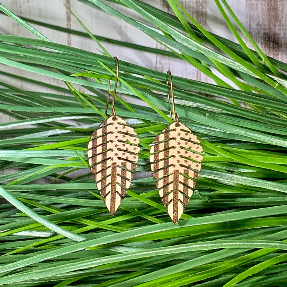 Flag Feathers - Patriotic Dangle Earrings