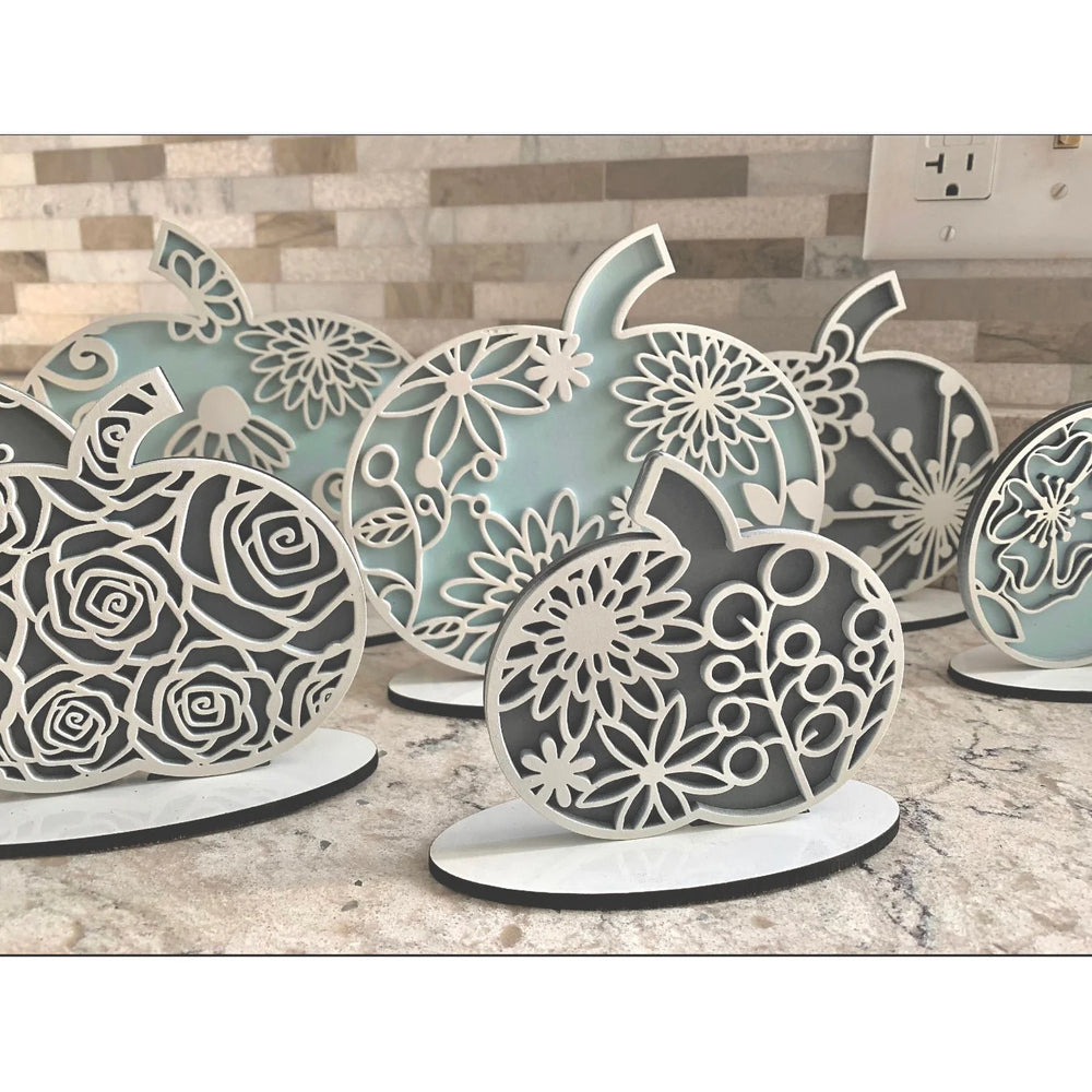 Floral Pumpkins Shelf Sitters (Set of 7)