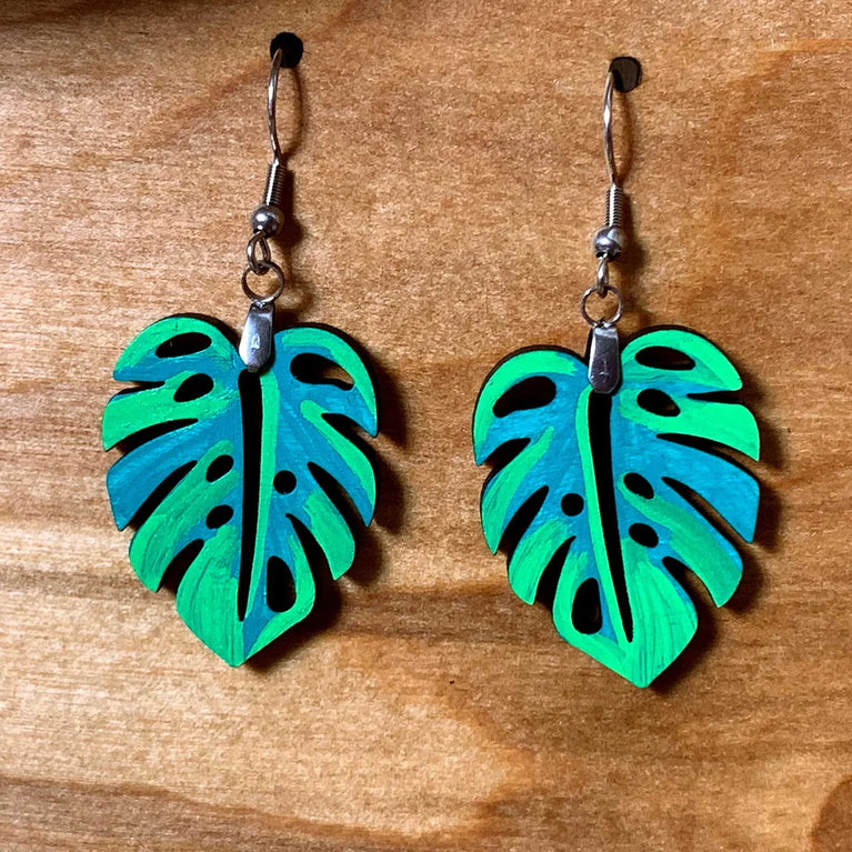 Monstera Leaf Dangle Earrings