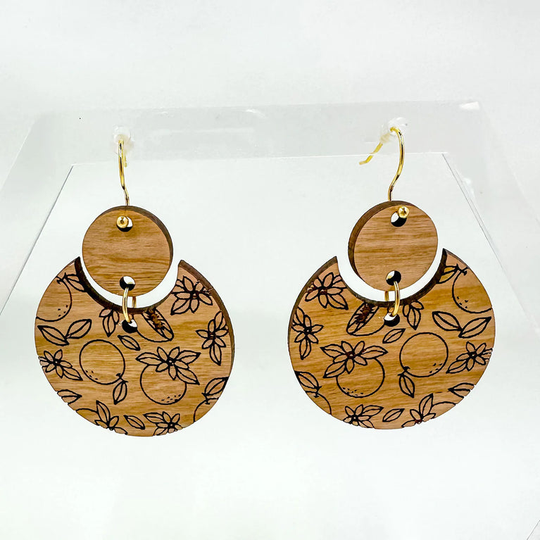 Orange Print Dangle Earrings