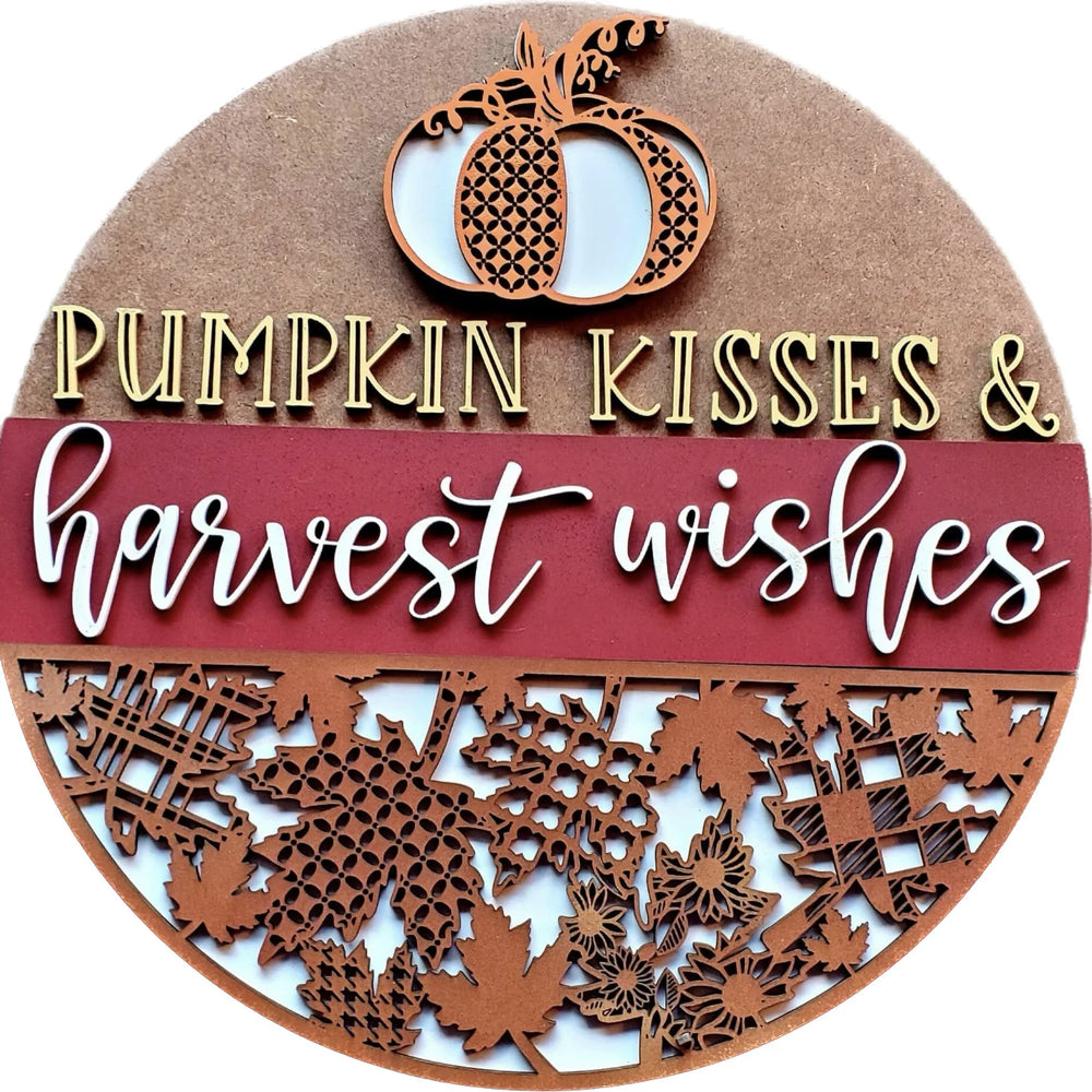 Pumpkin Kisses & Harvest Wishes Fall Sign