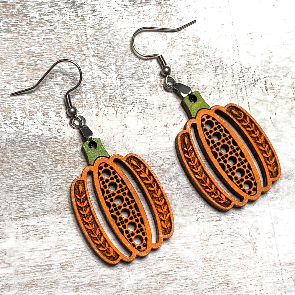 Rattan Cane Pumpkin Earrings