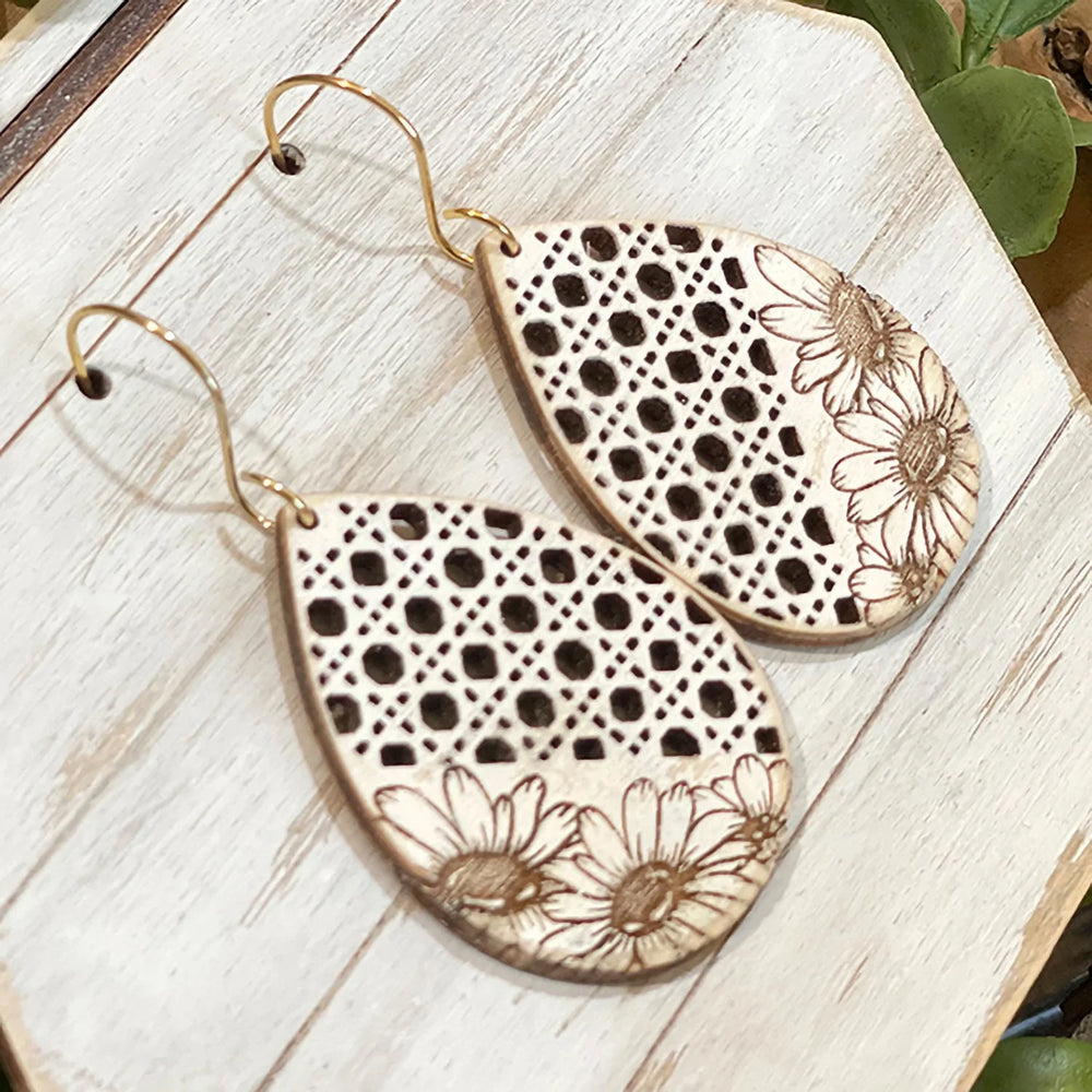 Boho Rattan & Daisy Earrings