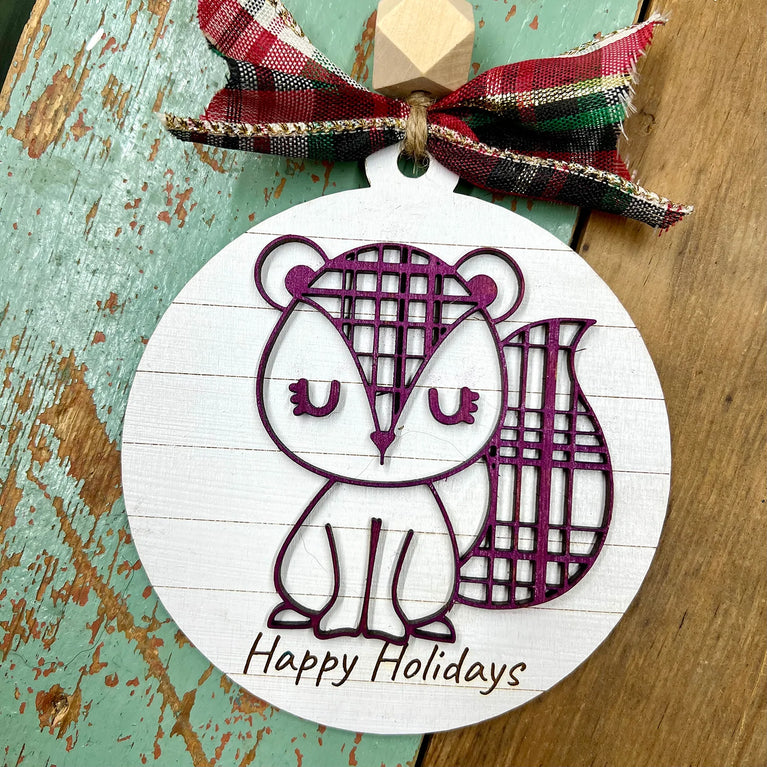 Plaid Fox Ornament