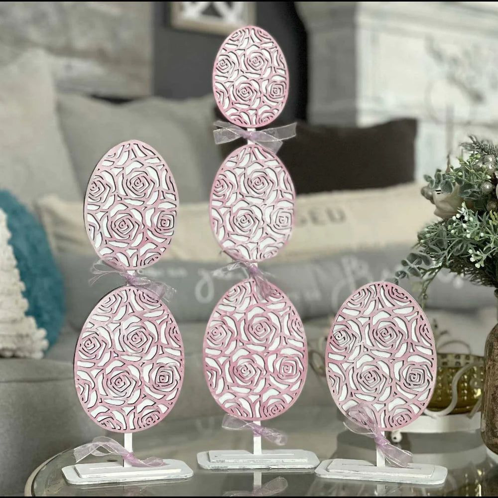 Floral Easter Egg Topiary Shelf Sitter (Set of 3)