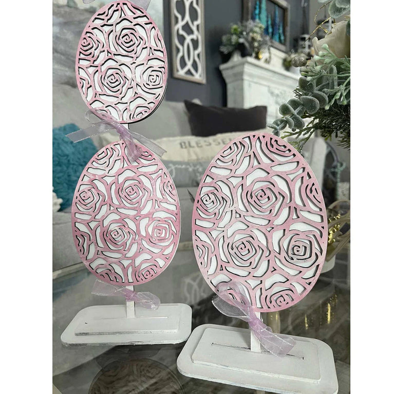 Floral Easter Egg Topiary Shelf Sitter (Set of 3)