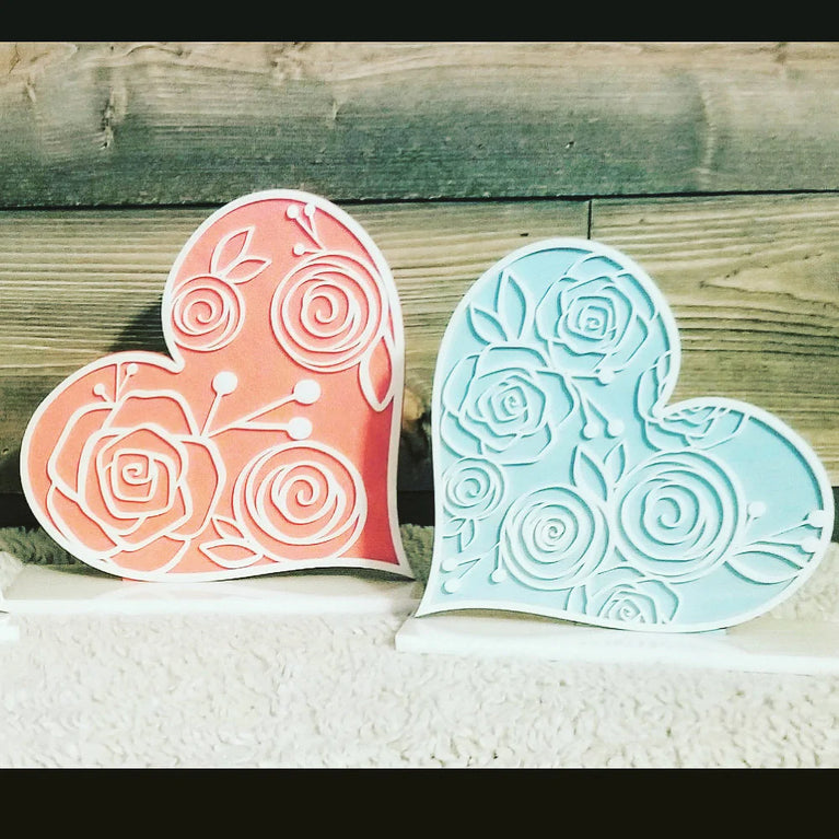 Floral Valentine Hearts Shelf Sitters