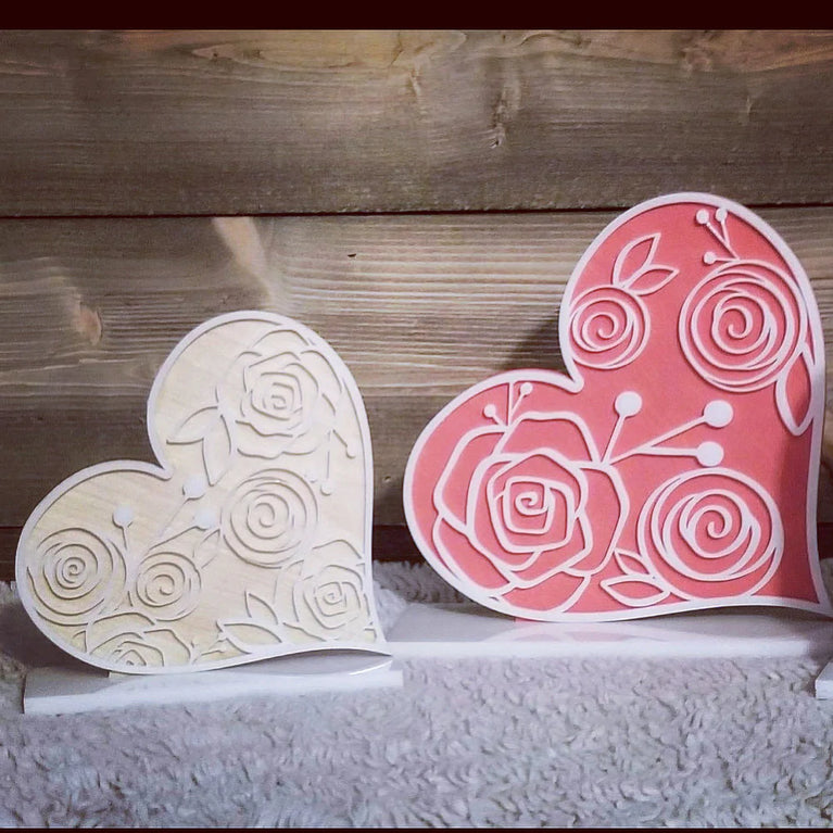 Floral Valentine Hearts Shelf Sitters