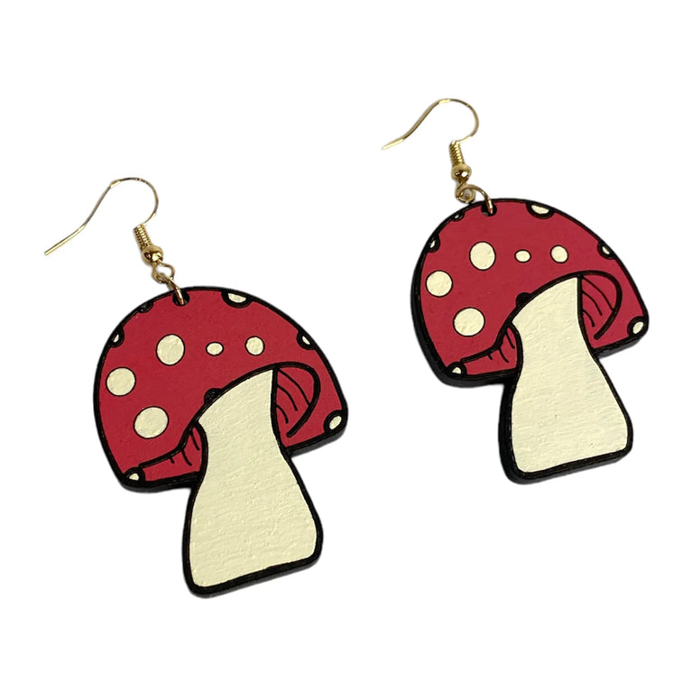 Funky Retro Mushroom Earrings