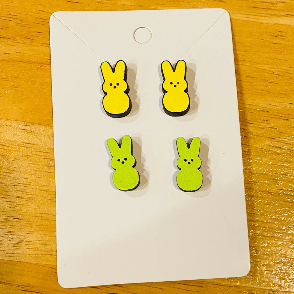 Marshmallow Bunny Stud Earrings