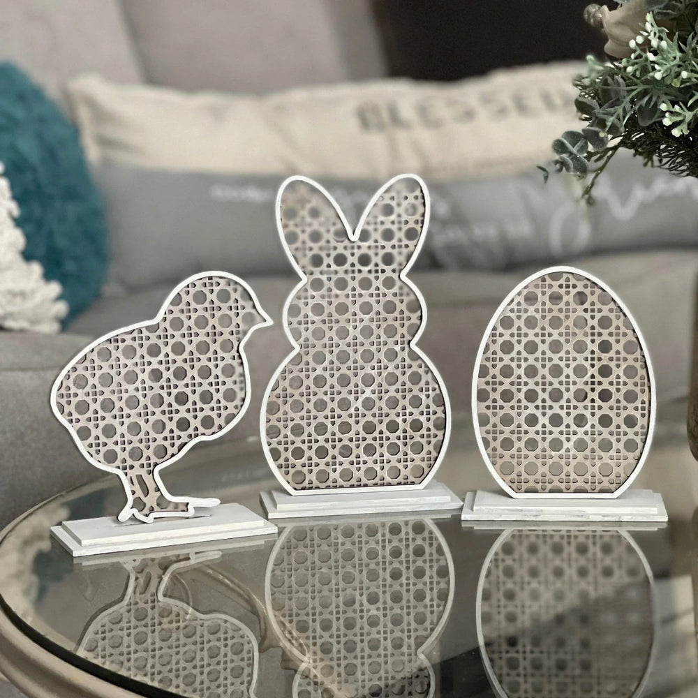 Rattan Cane Easter Shelf Sitters (Set of 3)