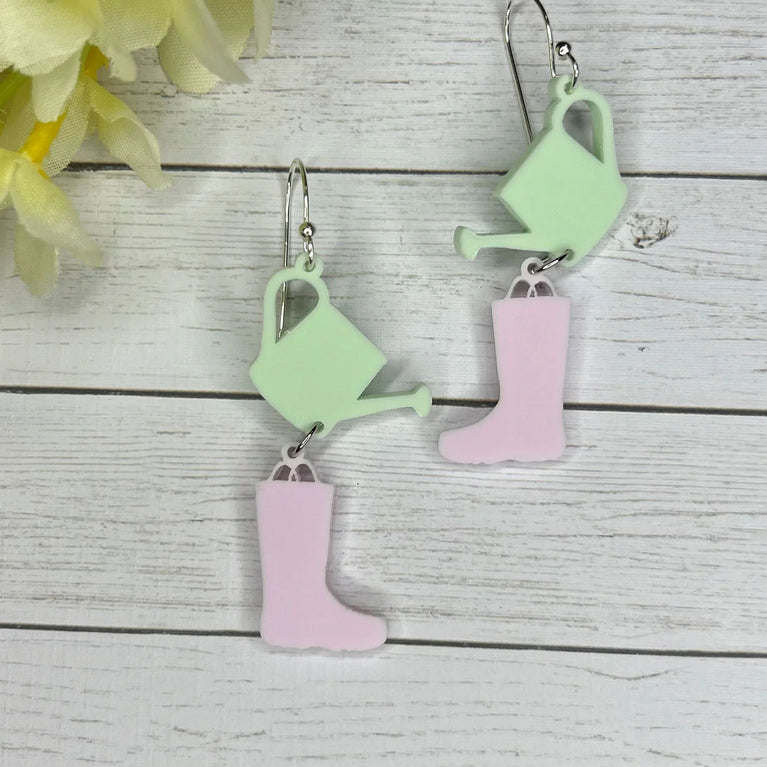 Spring Rain Boot Dangle Earrings