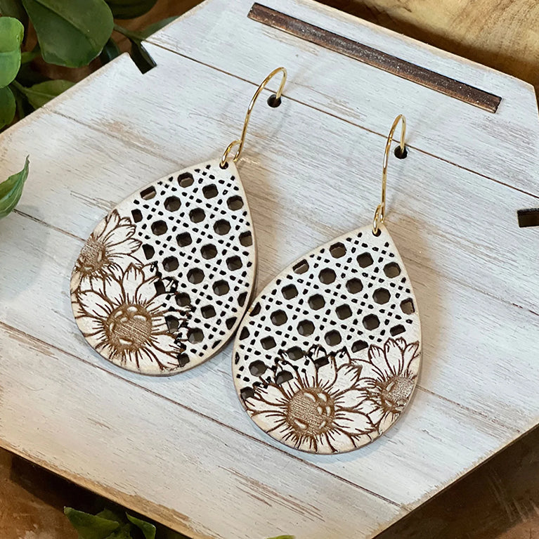 Sunflower Rattan Drop Earrings