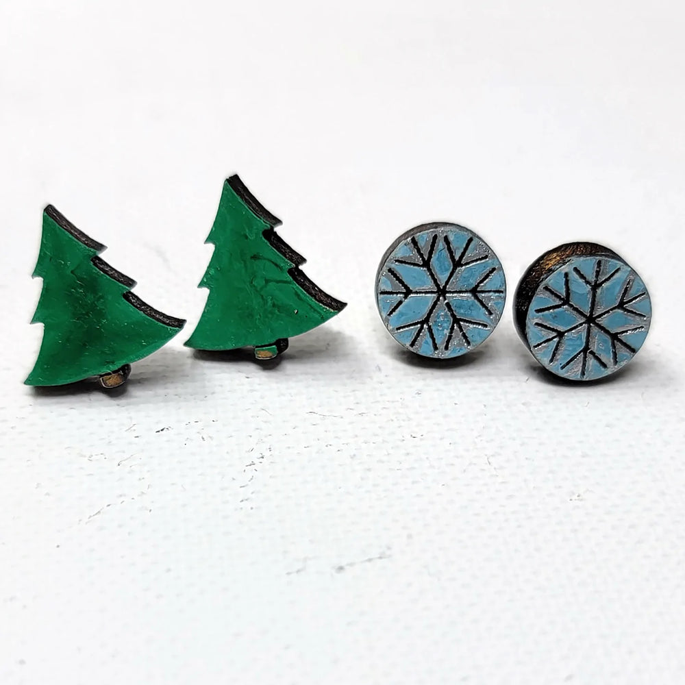 Tree and Snowflake Earrings